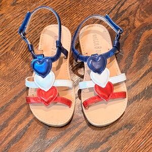 Maggie & Zoe Heart Sandals - Blue, White, and Red